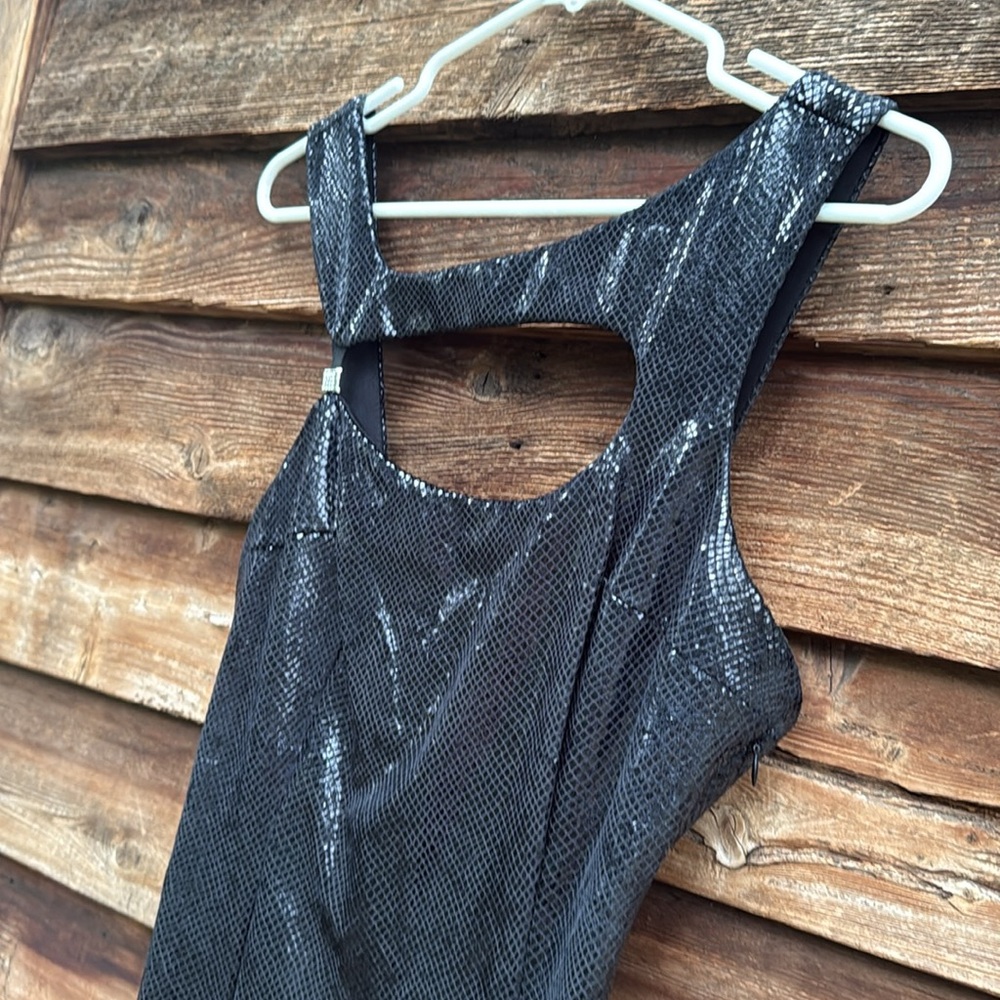 JANINE party vintage Elegant Black Sleeveless Dress asymmetrical mini beaded - Picture 6 of 13